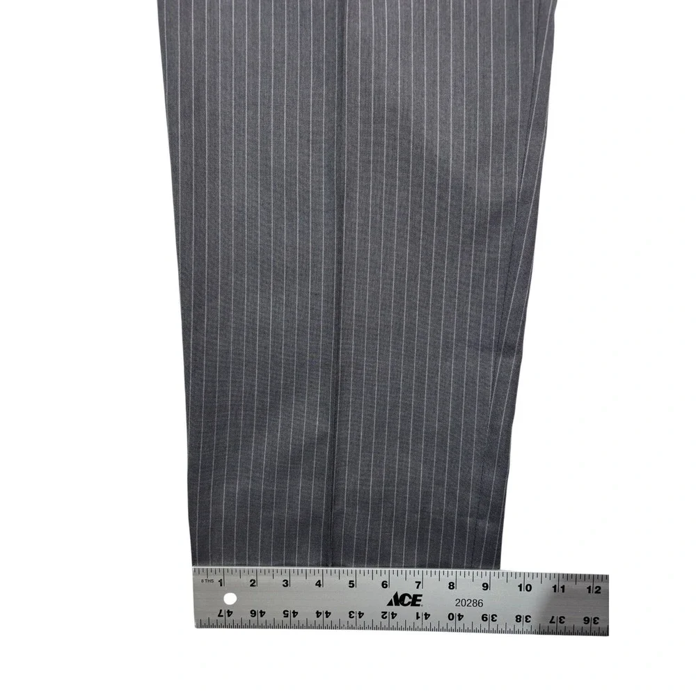 Jos A Bank 48L 43x32 Gray Stripe 2pc Pant Suit Signature Collection Silk Wool